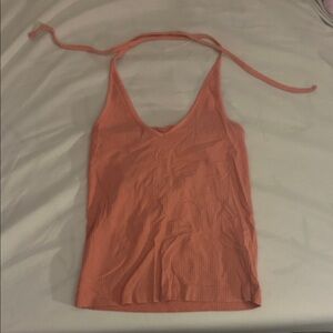 Elegant Coral Ribbed Halter Top